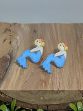 Load image into Gallery viewer, Blue Scale Mermaid stud earrings
