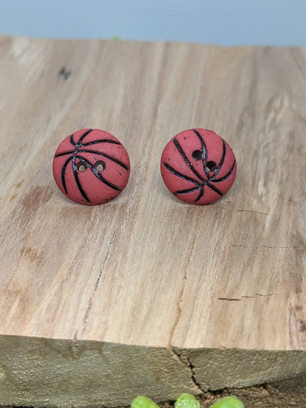 Basketball Button Stud Earrings