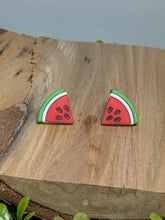 Load image into Gallery viewer, Watermelon Slice Stud Earrings
