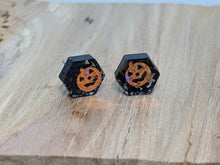 Load image into Gallery viewer, Pumpkin Resin Hexagon Stud Earrings
