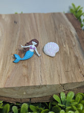 Load image into Gallery viewer, Mermaid  &amp; seashell asymmetrical stud earrings
