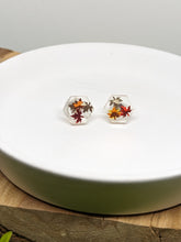 Load image into Gallery viewer, Fall Leaf Resin Hexagon Stud Earrings
