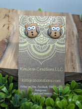 Load image into Gallery viewer, Owl Brown Button Stud Earrings
