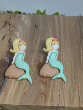 Load image into Gallery viewer, Green Scale Mermaid stud earrings
