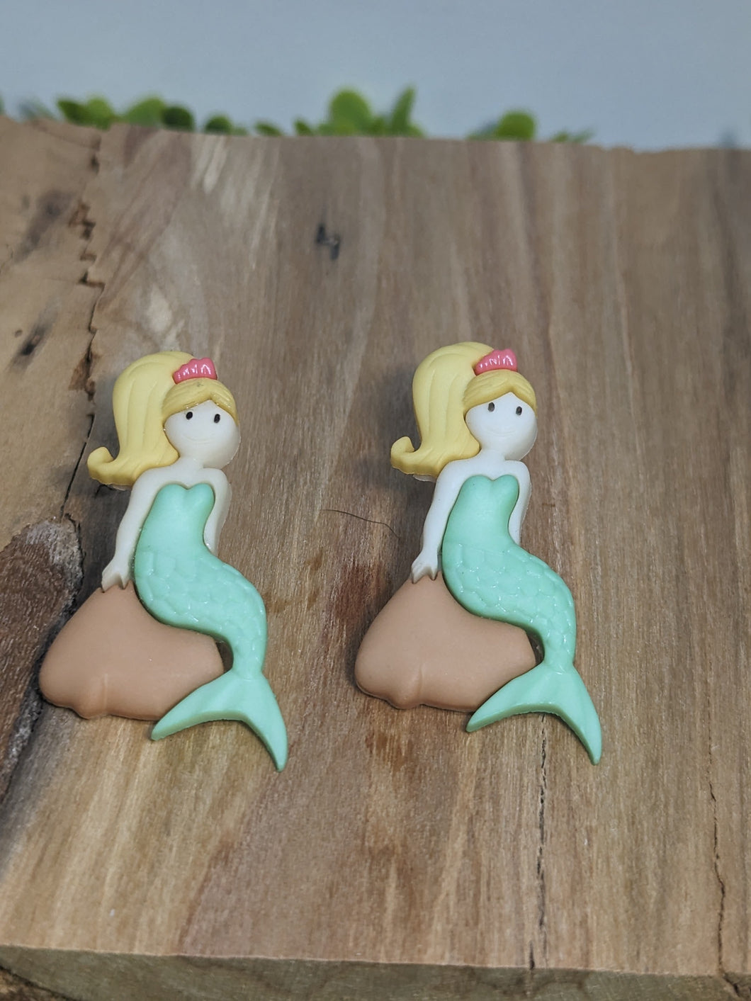Green Scale Mermaid stud earrings