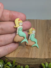Load image into Gallery viewer, Green Scale Mermaid stud earrings
