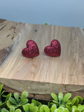 Load image into Gallery viewer, Sparkle Red Heart Stud Earrings
