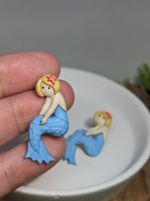 Load image into Gallery viewer, Blue Scale Mermaid stud earrings
