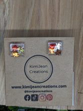 Load image into Gallery viewer, Fall Leaf Resin Square Stud Earrings
