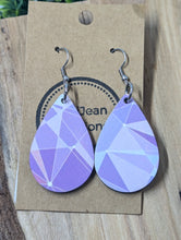 Load image into Gallery viewer, Purple Wall Wood Teardrop earrings
