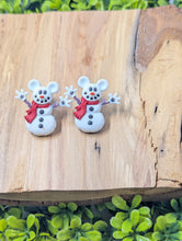 Load image into Gallery viewer, Mickey Snowman with Red Scarf Stud Earrings
