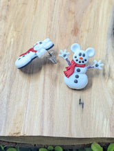Load image into Gallery viewer, Mickey Snowman with Red Scarf Stud Earrings
