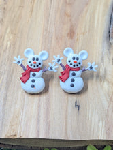 Load image into Gallery viewer, Mickey Snowman with Red Scarf Stud Earrings
