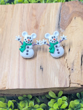 Load image into Gallery viewer, Mickey Snowman with Green Scarf Stud Earrings
