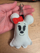 Load image into Gallery viewer, Mrs. Mouse Ghostie Bag Charm with bow
