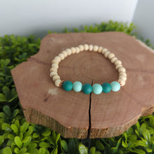 Load image into Gallery viewer, Teal Matte Glass Bead &amp; Wood Diffuser DIY Bracelet Kit
