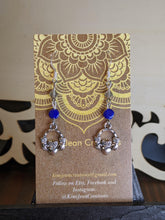 Load image into Gallery viewer, Claddagh Earrings with Grey &amp; Blue Accents
