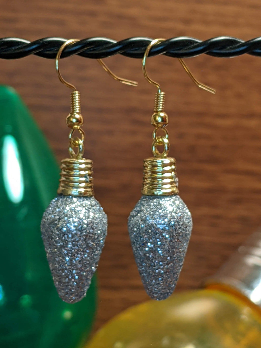 Lightbulb Sparkle Silver Dangle Earring