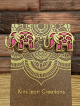 Load image into Gallery viewer, Bollywood Pink &amp; Gold Elephant Stud Earrings
