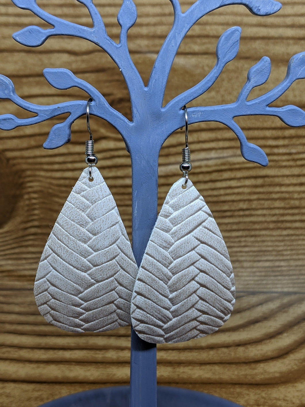 Latte Textured Faux Leather Earrings