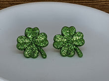Load image into Gallery viewer, Shamrock Post Earrings- Light Green Sparkle
