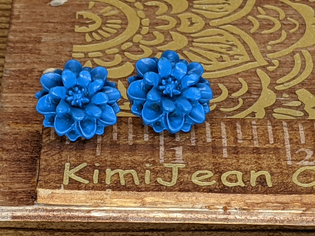 Cornflower Blue Stud Flower Earrings