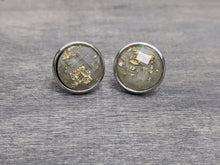 Load image into Gallery viewer, Faceted Taupe Gold Leaf with silver Stud Earrings

