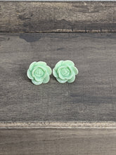 Load image into Gallery viewer, Rose Sea Green Stud Earrings md
