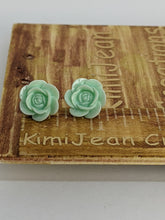 Load image into Gallery viewer, Rose Sea Green Stud Earrings md
