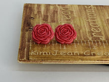 Load image into Gallery viewer, Rose Dark Pink Stud Earrings
