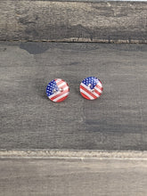 Load image into Gallery viewer, American Flag Button Earrings
