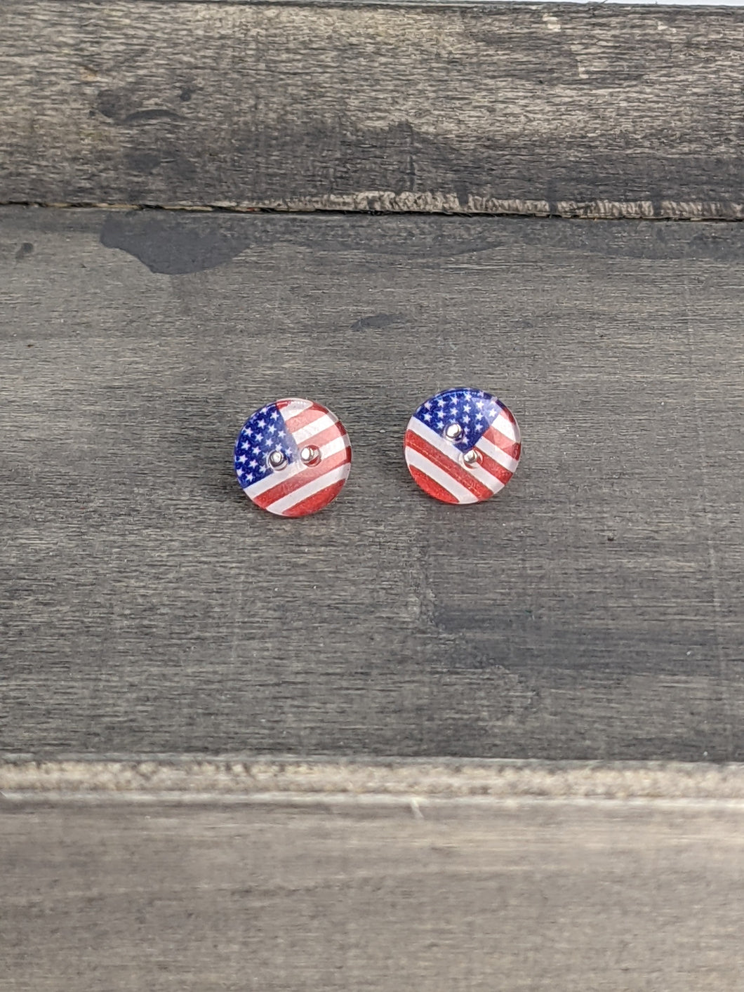 American Flag Button Earrings