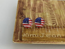 Load image into Gallery viewer, American Flag Button Earrings
