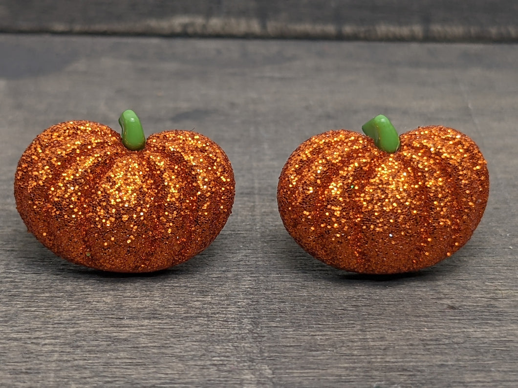 Sparkle Pumpkin Stud Earrings