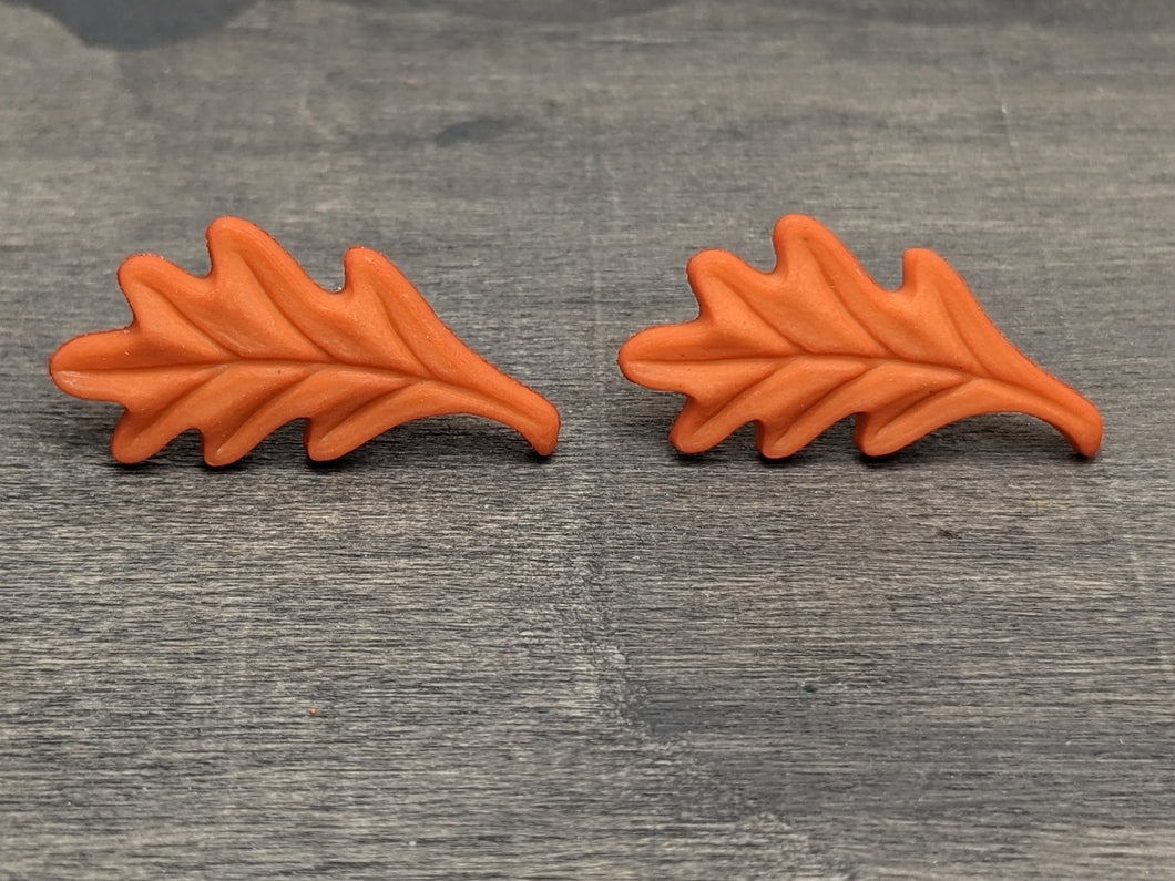 Orange Leaf Stud Earrings
