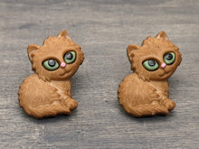 Load image into Gallery viewer, Brown Cat With Green Eyes Earrings
