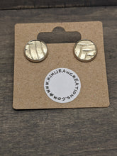 Load image into Gallery viewer, Gold Textured Faux Leather Stud Earrings
