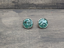 Load image into Gallery viewer, Light Blue Sparkle Faux Leather Stud Earrings
