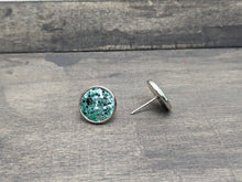 Load image into Gallery viewer, Light Blue Sparkle Faux Leather Stud Earrings
