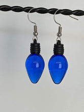 Load image into Gallery viewer, Lightbulb Clear Dangle Blue Earring
