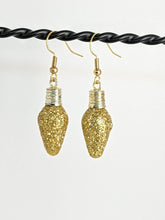 Load image into Gallery viewer, Lightbulb Sparkle Gold Dangle  Earring
