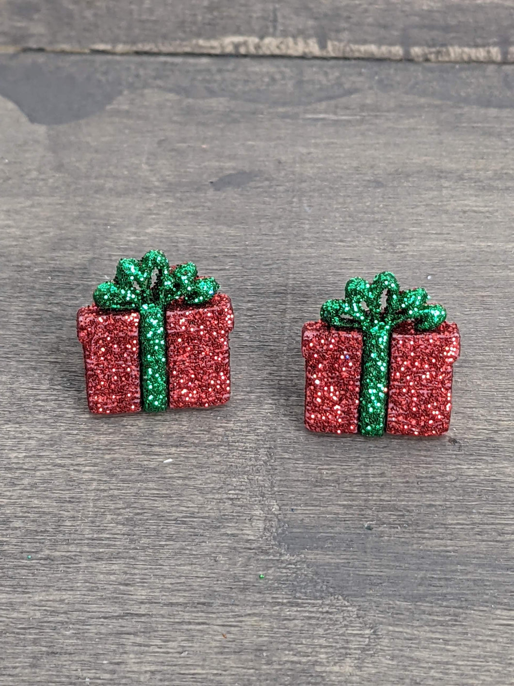 Christmas Present Red Sparkle Earrings