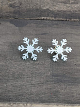 Load image into Gallery viewer, Snowflake Blue &amp; White Matte  Stud Earrings
