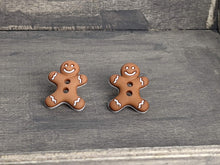 Load image into Gallery viewer, Ginger Bread Man Button Earrings
