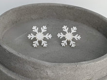 Load image into Gallery viewer, Snowflake White Sparkle Stud Earrings
