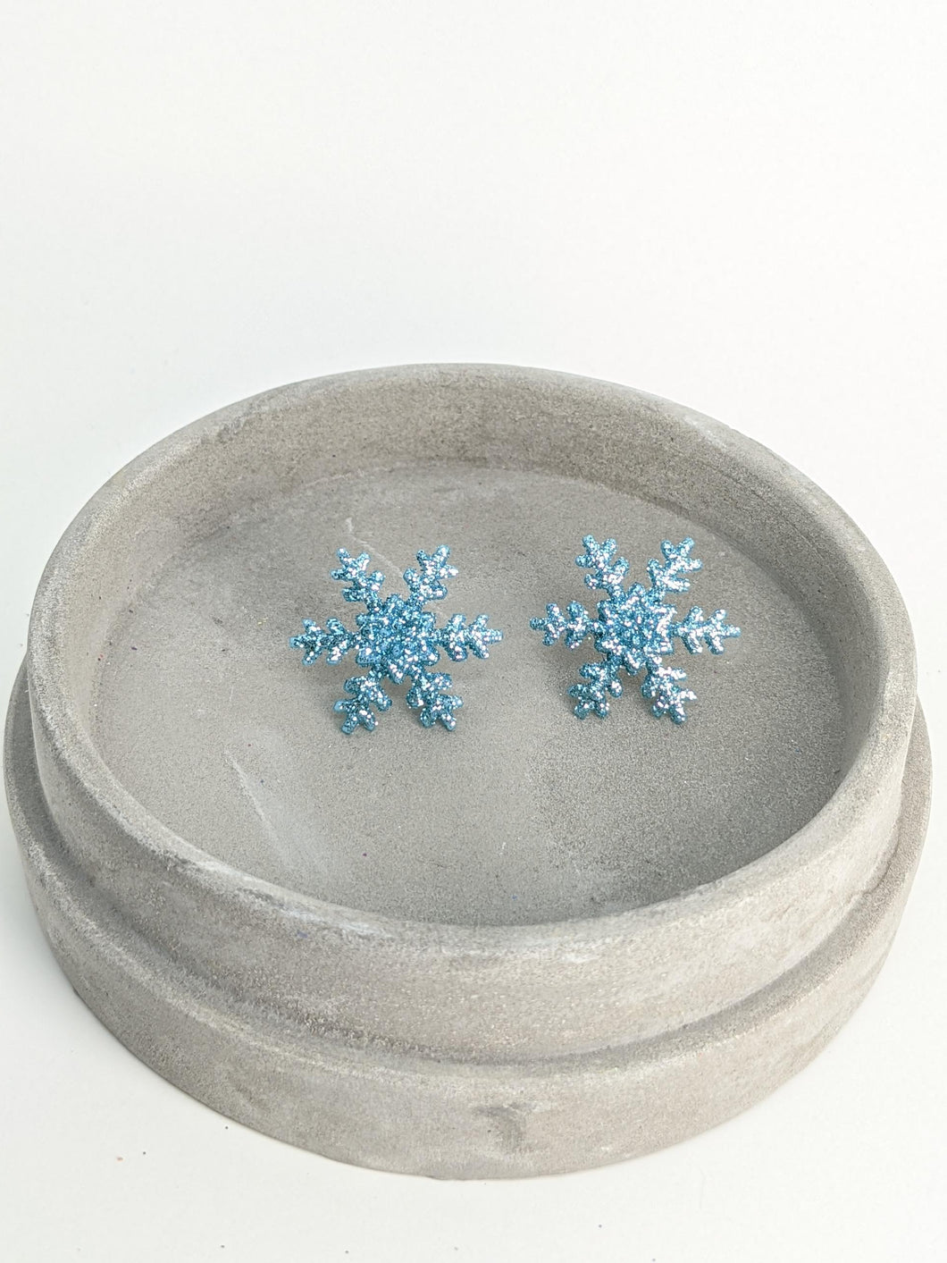 Snowflake Sparkle Blue Stud Earrings