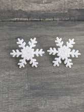 Load image into Gallery viewer, Snowflake Sparkle White Stud Earrings
