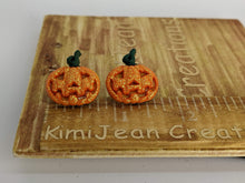 Load image into Gallery viewer, Pumpkin Face Stud Sparkle Round Face Earrings
