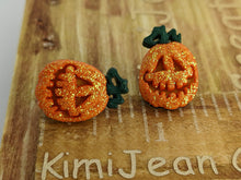 Load image into Gallery viewer, Pumpkin Stud Sparkle Long Face Earrings
