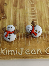 Load image into Gallery viewer, Snowman with Red Scarf Stud Earrings
